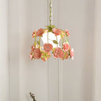 Modern Art Deco Hardware Flower Decoration Glass Shade 1-Light Pendant Light For Bedroom