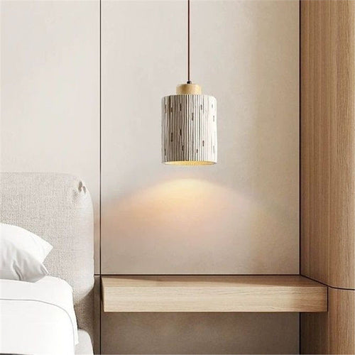 Traditional French High Concrete Cylinder 1-Light Pendant Light For Bedroom