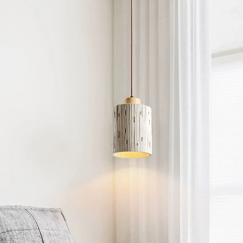 Traditional French High Concrete Cylinder 1-Light Pendant Light For Bedroom