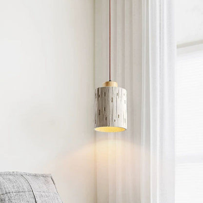 Traditional French High Concrete Cylinder 1-Light Pendant Light For Bedroom