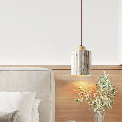 Traditional French High Concrete Cylinder 1-Light Pendant Light For Bedroom