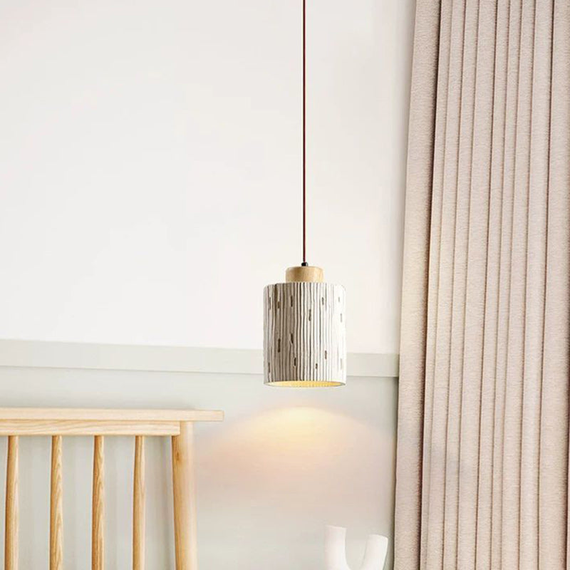 Traditional French High Concrete Cylinder 1-Light Pendant Light For Bedroom