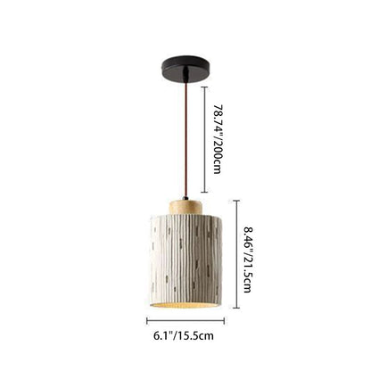 Traditional French High Concrete Cylinder 1-Light Pendant Light For Bedroom
