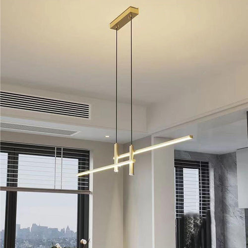 Modern Minimalist Iron Silicone Long Strip LED Island Light Pendant Light For Living Room