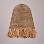 Traditional Farmhouse Braided Rope Lafite Grass Straw Hat Shade 1-Light Pendant Light For Dining Room