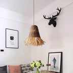 Traditional Farmhouse Braided Rope Lafite Grass Straw Hat Shade 1-Light Pendant Light For Dining Room