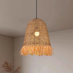 Traditional Farmhouse Braided Rope Lafite Grass Straw Hat Shade 1-Light Pendant Light For Dining Room