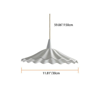 Traditional French Iron Ceramic Pleated Umbrella Shade 1-light Pendant Light for Living Room