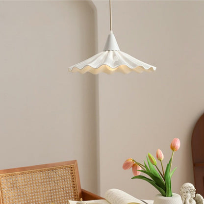 Traditional French Iron Ceramic Pleated Umbrella Shade 1-light Pendant Light for Living Room
