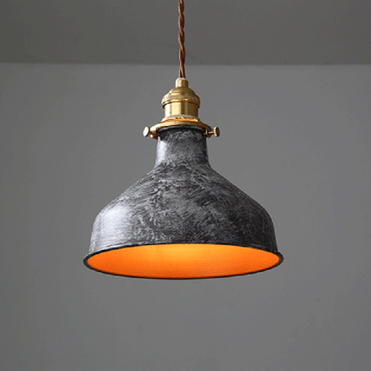 Modern Shabby Distressed Iron Bell Shade Brass 1-Light Pendant Light For Living Room