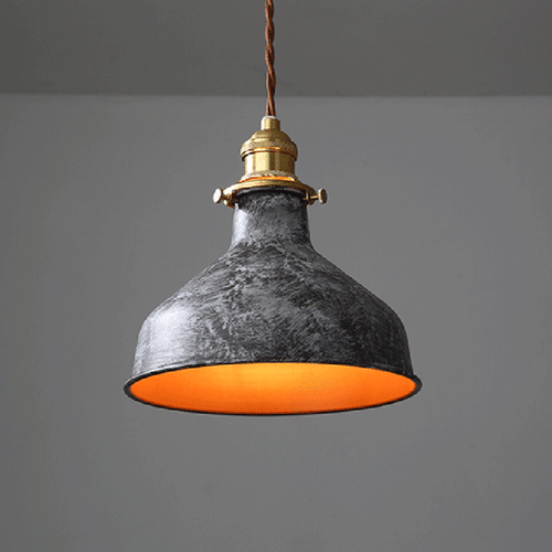 Modern Shabby Distressed Iron Bell Shade Brass 1-Light Pendant Light For Living Room