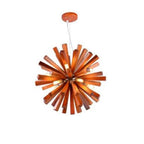 Contemporary Creative Dandelion Solid Wood Strip 10-Light Pendant Light For Living Room