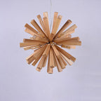 Contemporary Creative Dandelion Solid Wood Strip 10-Light Pendant Light For Living Room