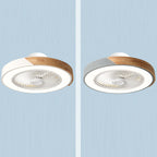Contemporary Scandinavian Round Iron Solid Wood LED Silent Semi-Flush Mount Ceiling Fan Light For Bedroom Lumendat