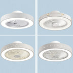 Contemporary Scandinavian Round Iron Solid Wood LED Silent Semi-Flush Mount Ceiling Fan Light For Bedroom Lumendat