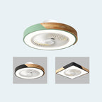 Contemporary Scandinavian Round Iron Solid Wood LED Silent Semi-Flush Mount Ceiling Fan Light For Bedroom Lumendat