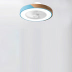 Contemporary Scandinavian Round Iron Solid Wood LED Silent Semi-Flush Mount Ceiling Fan Light For Bedroom Lumendat