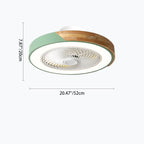 Contemporary Scandinavian Round Iron Solid Wood LED Silent Semi-Flush Mount Ceiling Fan Light For Bedroom Lumendat