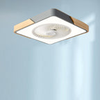 Contemporary Scandinavian Round Iron Solid Wood LED Silent Semi-Flush Mount Ceiling Fan Light For Bedroom Lumendat