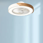 Contemporary Scandinavian Round Iron Solid Wood LED Silent Semi-Flush Mount Ceiling Fan Light For Bedroom Lumendat