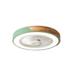 Contemporary Scandinavian Round Iron Solid Wood LED Silent Semi-Flush Mount Ceiling Fan Light For Bedroom Lumendat
