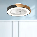 Contemporary Scandinavian Round Iron Solid Wood LED Silent Semi-Flush Mount Ceiling Fan Light For Bedroom Lumendat