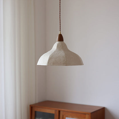 Traditional Japanese Octagonal Hand-painted Bamboo And Bird Design Xuan Paper Shade 1-Light Pendant Light For Living Room