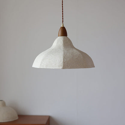 Traditional Japanese Octagonal Hand-painted Bamboo And Bird Design Xuan Paper Shade 1-Light Pendant Light For Living Room