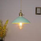 Contemporary Scandinavian Ceramic Tapered Shade Brass 1-Light Pendant Light For Living Room