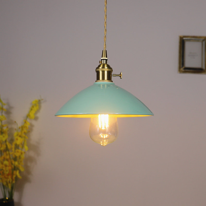 Contemporary Scandinavian Ceramic Tapered Shade Brass 1-Light Pendant Light For Living Room