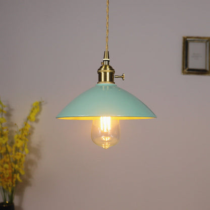 Contemporary Scandinavian Ceramic Tapered Shade Brass 1-Light Pendant Light For Living Room