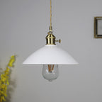 Contemporary Scandinavian Ceramic Tapered Shade Brass 1-Light Pendant Light For Living Room