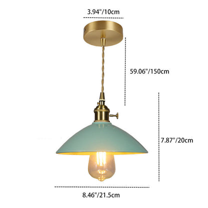 Contemporary Scandinavian Ceramic Tapered Shade Brass 1-Light Pendant Light For Living Room