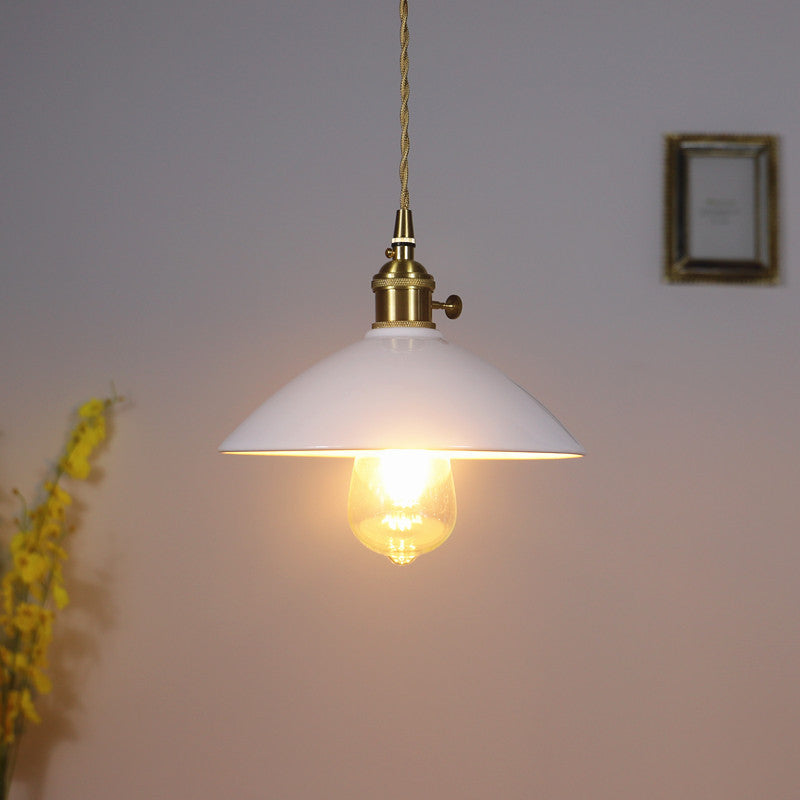 Contemporary Scandinavian Ceramic Tapered Shade Brass 1-Light Pendant Light For Living Room