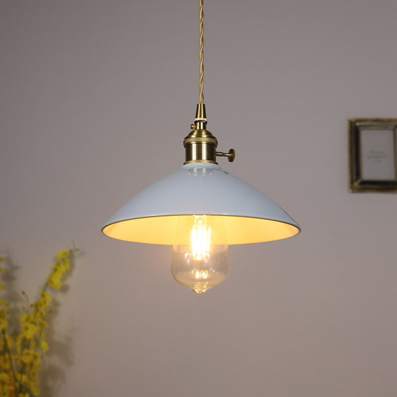 Contemporary Scandinavian Ceramic Tapered Shade Brass 1-Light Pendant Light For Living Room