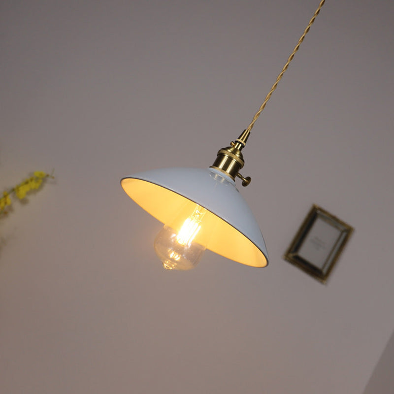 Contemporary Scandinavian Ceramic Tapered Shade Brass 1-Light Pendant Light For Living Room