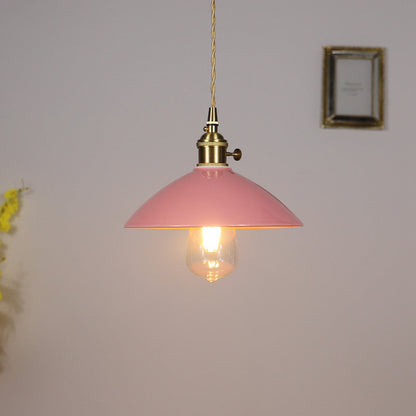 Contemporary Scandinavian Ceramic Tapered Shade Brass 1-Light Pendant Light For Living Room