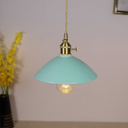 Contemporary Scandinavian Ceramic Tapered Shade Brass 1-Light Pendant Light For Living Room