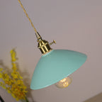 Contemporary Scandinavian Ceramic Tapered Shade Brass 1-Light Pendant Light For Living Room
