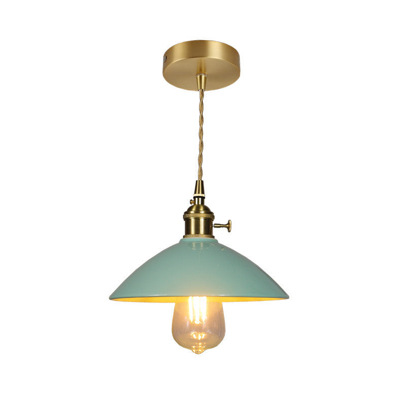 Contemporary Scandinavian Ceramic Tapered Shade Brass 1-Light Pendant Light For Living Room