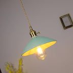 Contemporary Scandinavian Ceramic Tapered Shade Brass 1-Light Pendant Light For Living Room