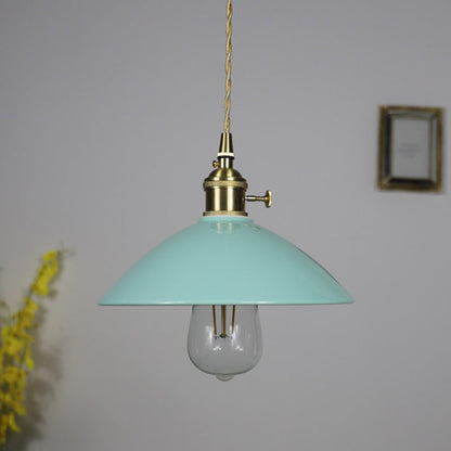 Contemporary Scandinavian Ceramic Tapered Shade Brass 1-Light Pendant Light For Living Room
