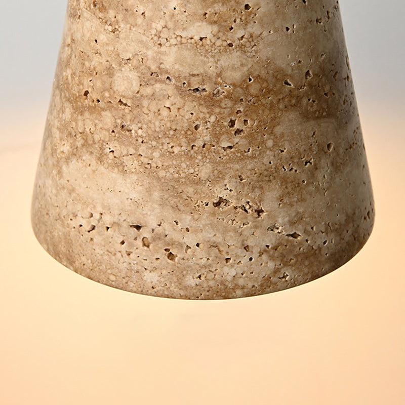 Traditional Japanese Yellow Travertine Truncated Cone Shade 1-Light Pendant Light For Living Room