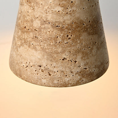 Traditional Japanese Yellow Travertine Truncated Cone Shade 1-Light Pendant Light For Living Room