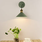 Contemporary Scandinavian Macaron Iron Conical 1-Light Wall Sconce Lamp For Living Room