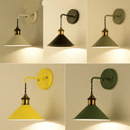 Contemporary Scandinavian Macaron Iron Conical 1-Light Wall Sconce Lamp For Living Room