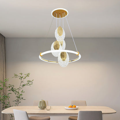 Contemporary Luxury Aluminum Acrylic Ring LED Pendant Light For Living Room