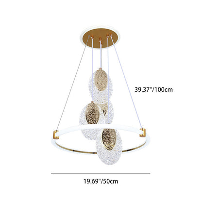 Contemporary Luxury Aluminum Acrylic Ring LED Pendant Light For Living Room