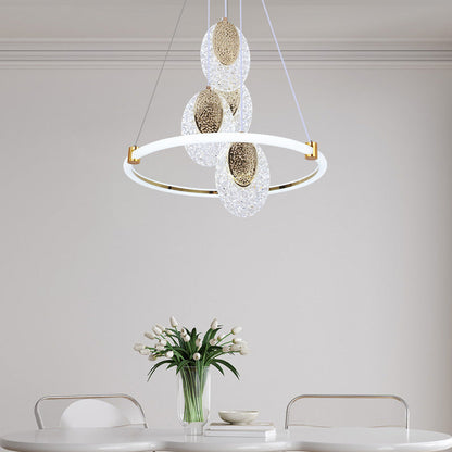 Contemporary Luxury Aluminum Acrylic Ring LED Pendant Light For Living Room
