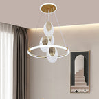 Contemporary Luxury Aluminum Acrylic Ring LED Pendant Light For Living Room